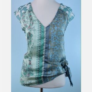 Anthropologie Teal Paisley Blouse